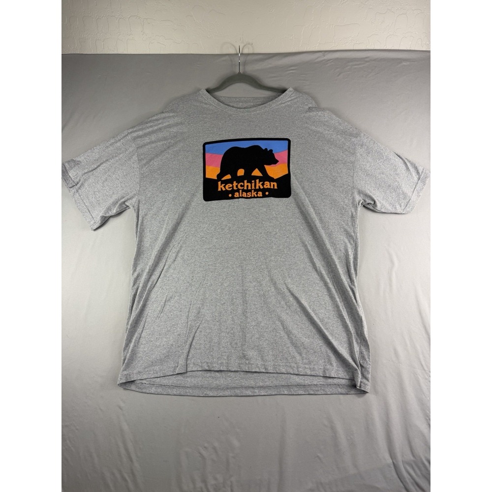 Destination tee, Ketchikan Alaska bear graphic grey t-shirt, men's 2xl